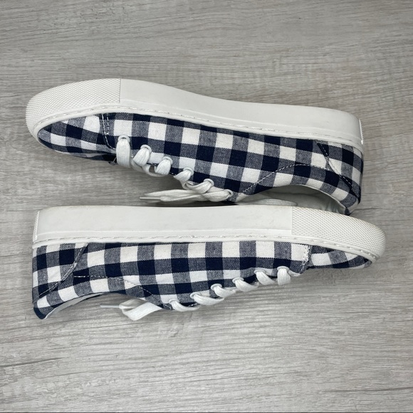 J. Crew Navy Gingham Roap Trip Canvas Lace-Up Sneaker Size 6 - Picture 7 of 10